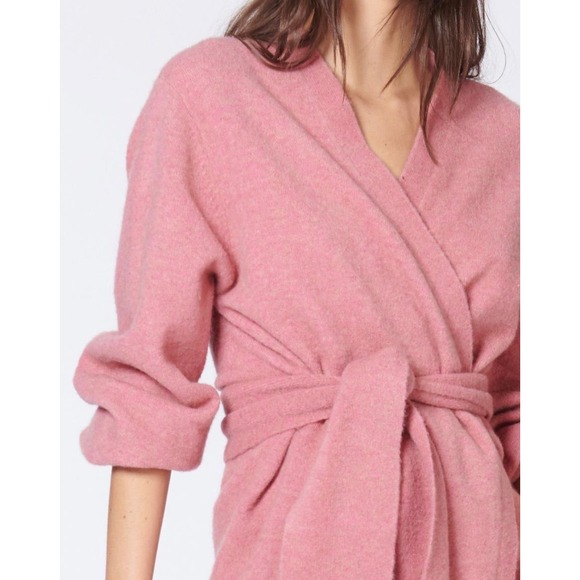 VERONICA BEARD Estella‎ Pink Merino Wool Yak Blend Belted Cardigan Sweater XS